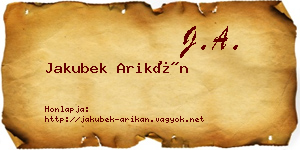 Jakubek Arikán névjegykártya